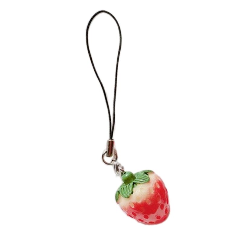Llavero tomate y fresa, correa colorida para teléfono móvil, colgantes, cordones ornamentales