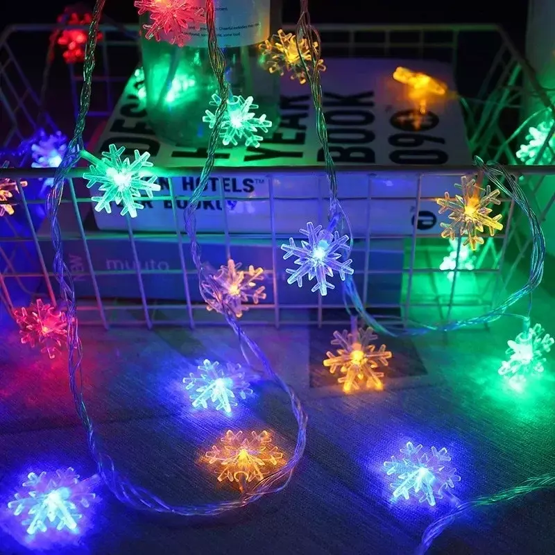 Zasilany bateryjnie lampka w kształcie płatka śniegu sznurek girlanda LED lekki bożonarodzeniowy Ornament oświetlenie ślubne girlanda imprezowa świąteczna noworoczna dekoracja