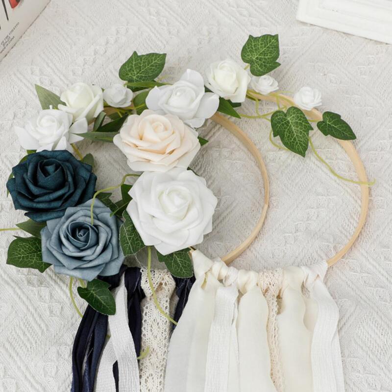 Guirnalda de flores artificiales hecha a mano, ramo de flores artificiales para novia, dama de honor, Rosa Artificial, colgante de pared, decoración del hogar