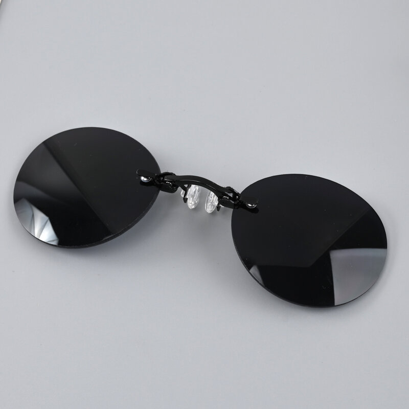 1pc Clip On occhiali da naso occhiali da sole rotondi senza montatura Matrix Morpheus Mini occhiali da vista Vintage senza cornice UV400