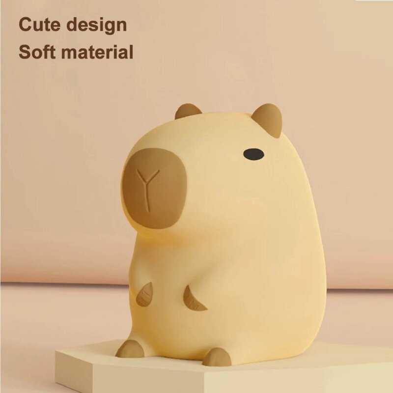 Silicone Animal Night Lamp Capybara Shaped Sleep Lamp USB Rechargeable Sleep Light with Dimming and Timing Home Decor