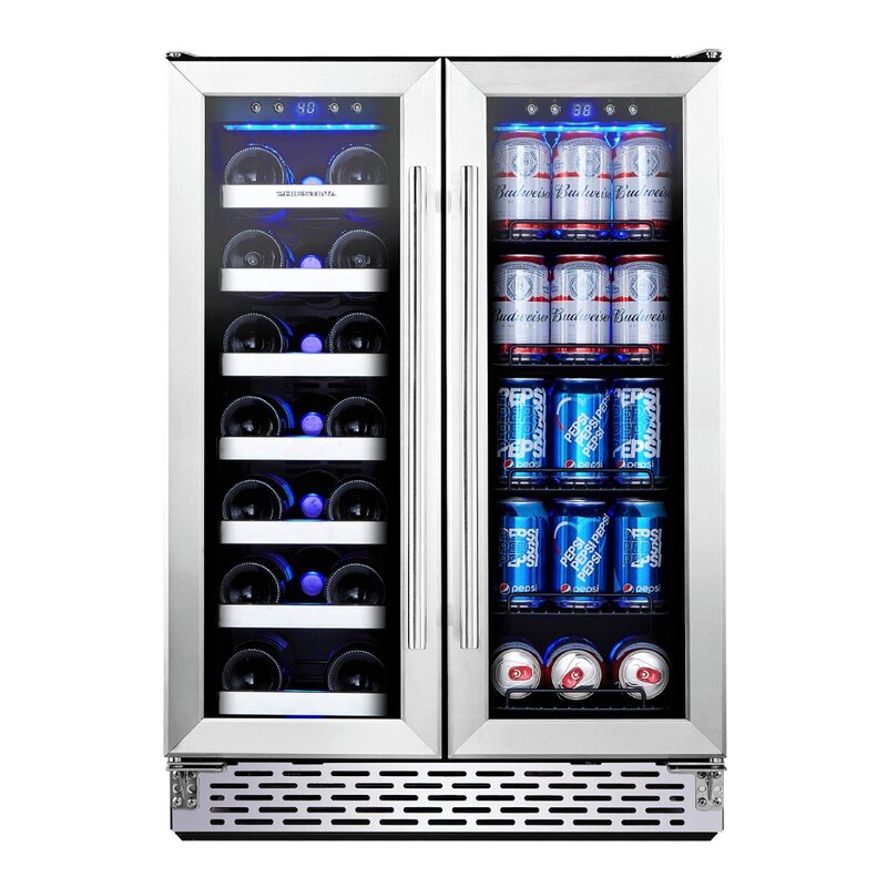 Refrigerador Independiente de doble zona para vino y bebidas, con puerta de cristal, novedad de 2023