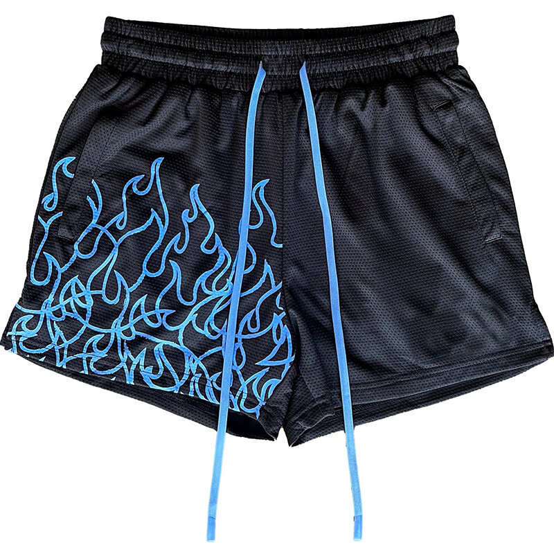 Shorts esportivos americanos de secagem rápida respirável para homens soltos, home running, basquetebol, fora de moda, calças de três pontos, verão