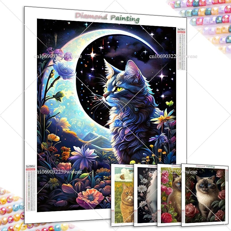 동물 다이아몬드 자수 DIY 모자이크 그림, "재미있는 고양이", 5d 다이아몬드 페인팅, 아티스트 홈 장식, 수공예 선물