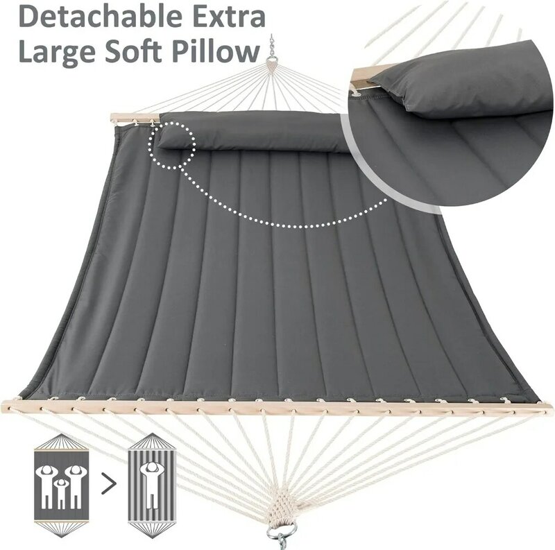 Большой подвесной гамак SUNCREAT, гамак для двух человек с большой мягкой подушкой, грузоподъемность 475 фунтов