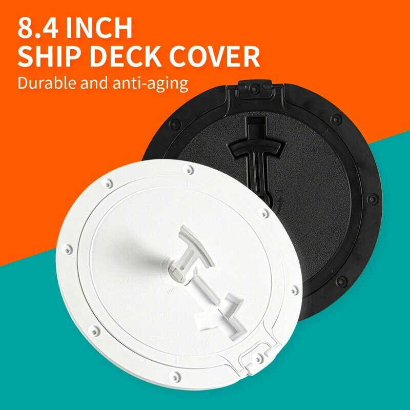 Inspeção marinha Yacht Deck Cover, tampa da escotilha redonda, tampa do furo da mão, acessórios marinhos, branco preto