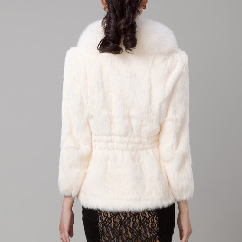 Chaqueta de piel de visón de imitación para mujer, abrigo ajustado con cuello de piel de zorro, ropa de otoño e invierno, novedad