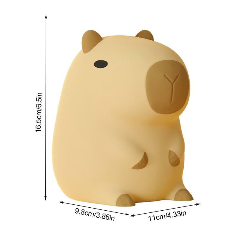 Capybara-Veilleuse Portable en Silicone, Rechargeable par USB, Commande Tactile, Lampe de oral et, Dessin Animé Animal, Décor de Chambre d'Enfant