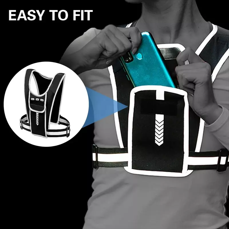 Running Vest Phone Holder for Men Women, Waterproof Cell Phone & Key Pouch, Reflective Hydration Vest Train Free Workout Gear