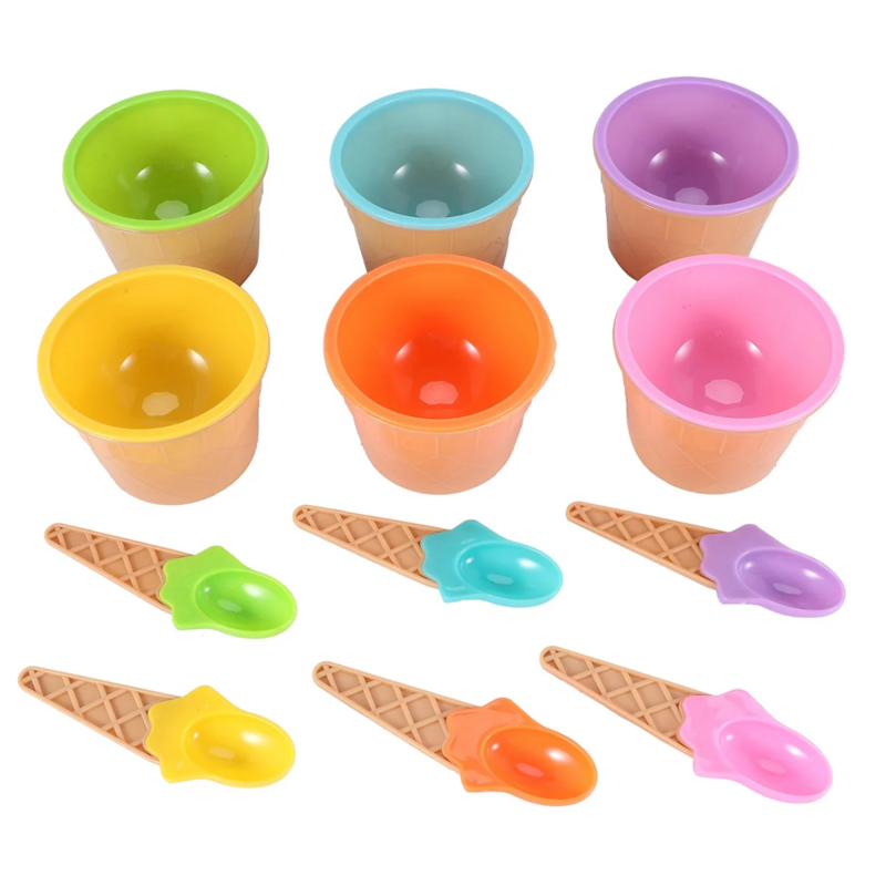 Set di ciotole per gelato da 6 pezzi Set di stoviglie per cucchiaio da gelato di colore diverso Set di stoviglie per bambini creativi ciotola per cartoni animati