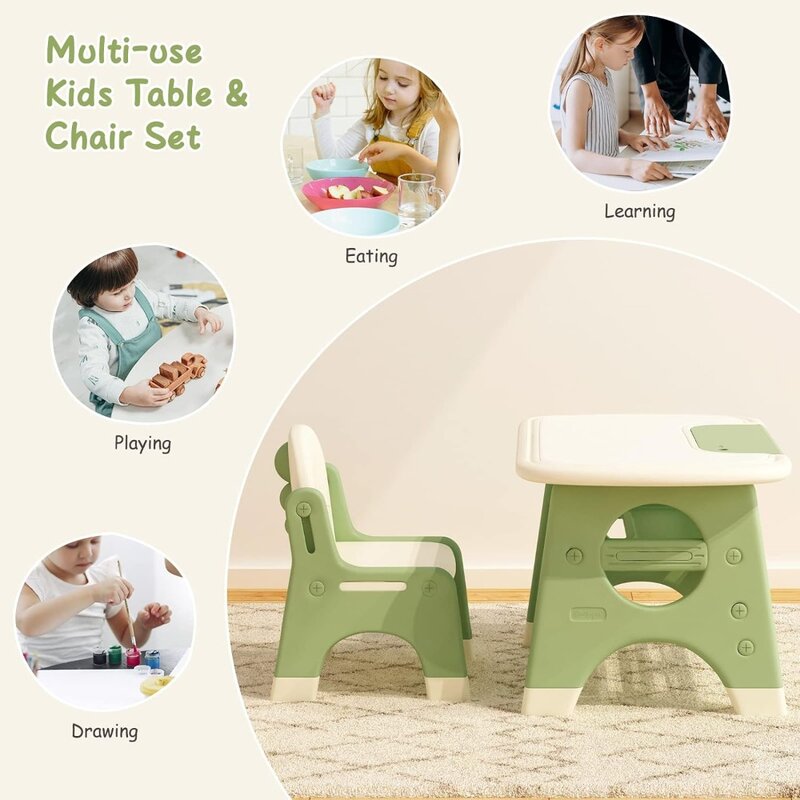 طاولة رسم وكرسي للأطفال من BanaSuper مع لوح قابل للمسح وأقلام ألوان مائية وطاولة أنشطة بلاستيكية للأطفال الصغار والأطفال