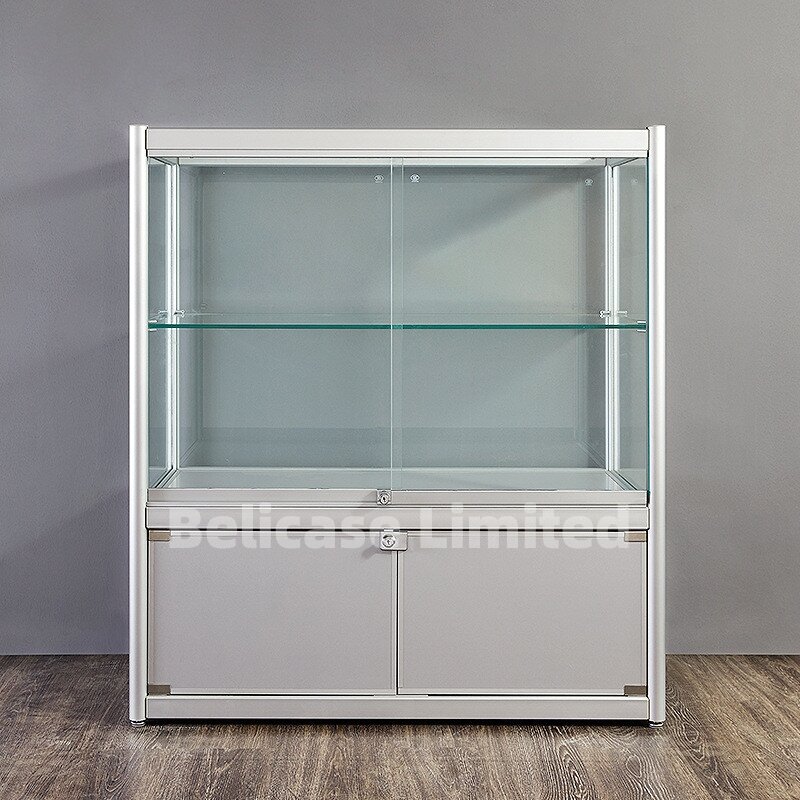Vitrina de vidrio de aluminio personalizada, escaparate moderno para tienda de humo