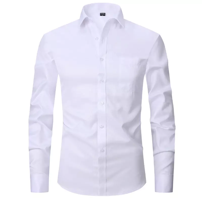 Мужская Повседневная рубашка с французскими манжетами, белая классическая рубашка с длинными рукавами, на пуговицах, Осень-зима 2024