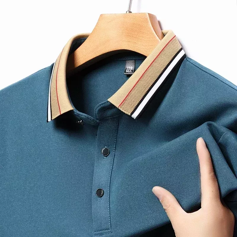 Langärmliges Herren-T-Shirt, Oberteil aus reiner Baumwolle, lässiges, lockeres Polos hirt, Basis hemd