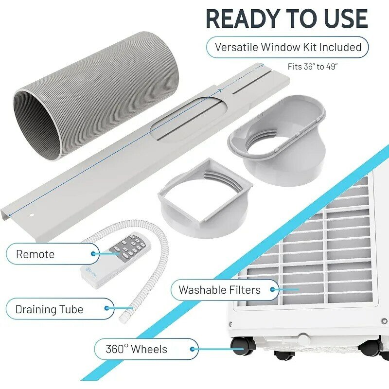 Rollicool Alexa-fähige tragbare Klimaanlage für Räume mit bis zu 450 m²-10.000 BTU 4-in-1-Smart-AC-Einheit mit Dualband