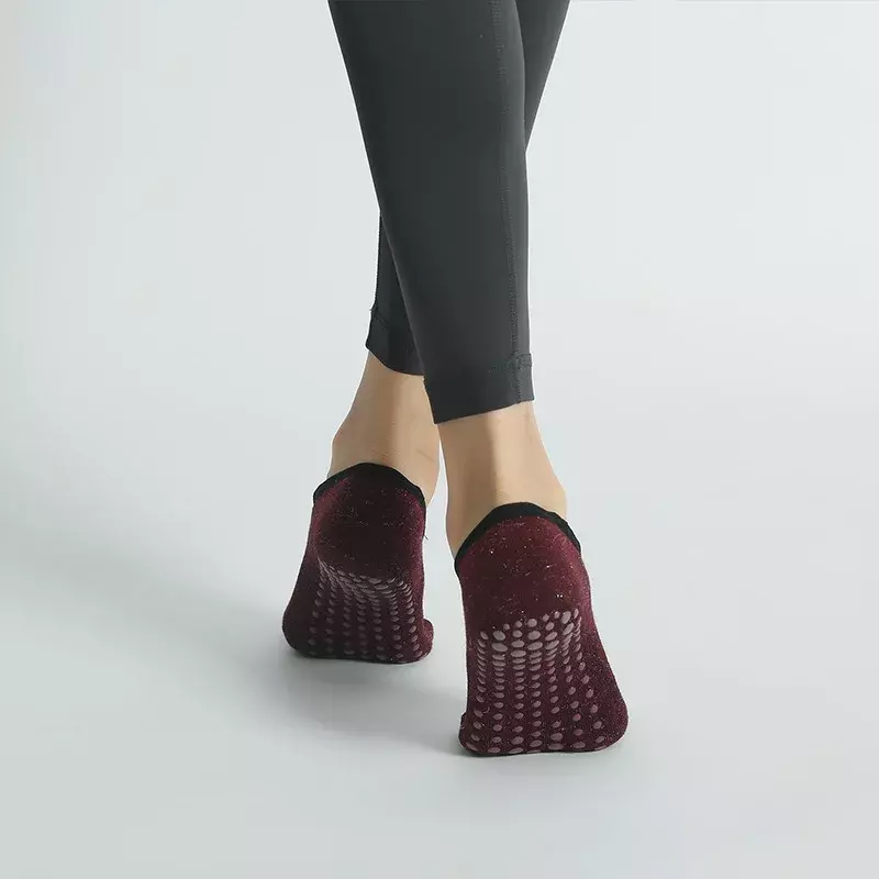 Chaussettes de Yoga en Coton et Silicone pour Femme, Accessoire Anti-Ald Grip, Pilates
