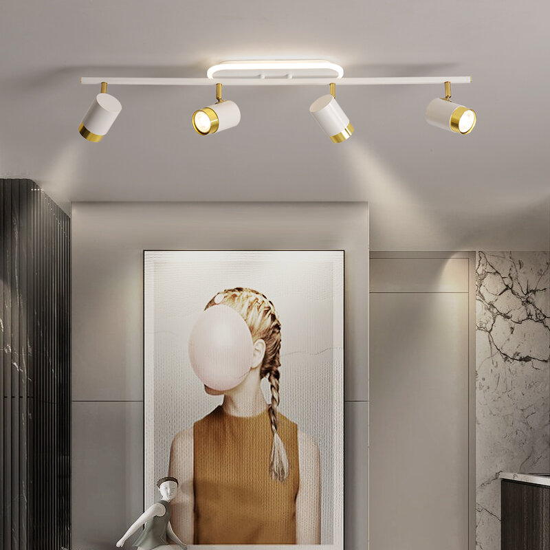 Nordic Strip Led โคมไฟระย้าสปอตไลท์สำหรับห้องนั่งเล่นห้องนอนระเบียง Corridor ไฟสีดำสีขาวตกแต่งโคมไฟ