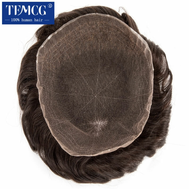 Parrucchino svizzero pieno del merletto degli uomini attaccatura dei capelli naturale dei capelli maschili protesis estensione traspirante parrucche del sistema di sostituzione dei capelli per l'uomo