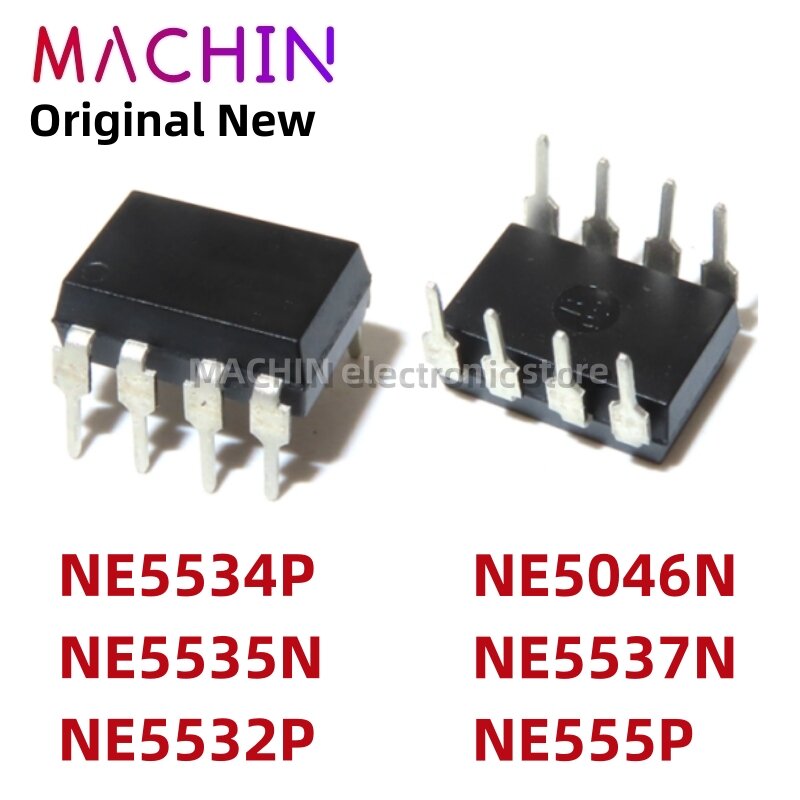 Amplificador NE5534P DIP-8, NE5535N, NE5532P, NE5046N, NE5537N, NE555P, DIP8, 1PC
