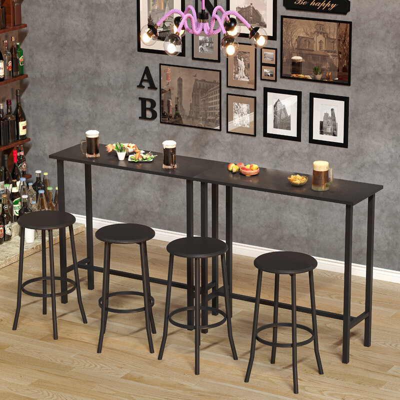 Sturdy Metal Frame Dining Table Set, Mesa de Bar com 2 Cadeiras, Cozinha, Sala de Jantar, Café, Festa