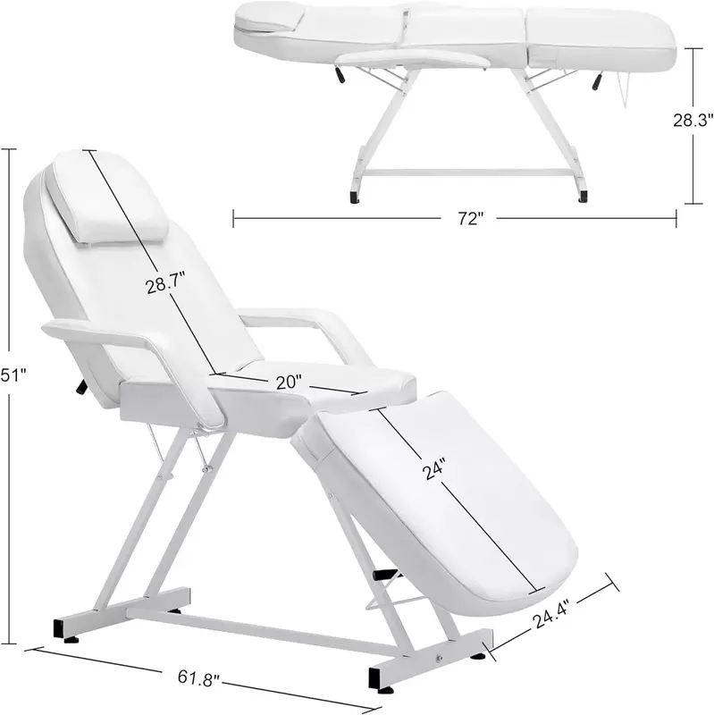 Adjustable Tattoo Chair, 72 inches Tattoo Table, Multi-Purpose Facial Chair, Tattoo Chair for Client, Esthetician Bed