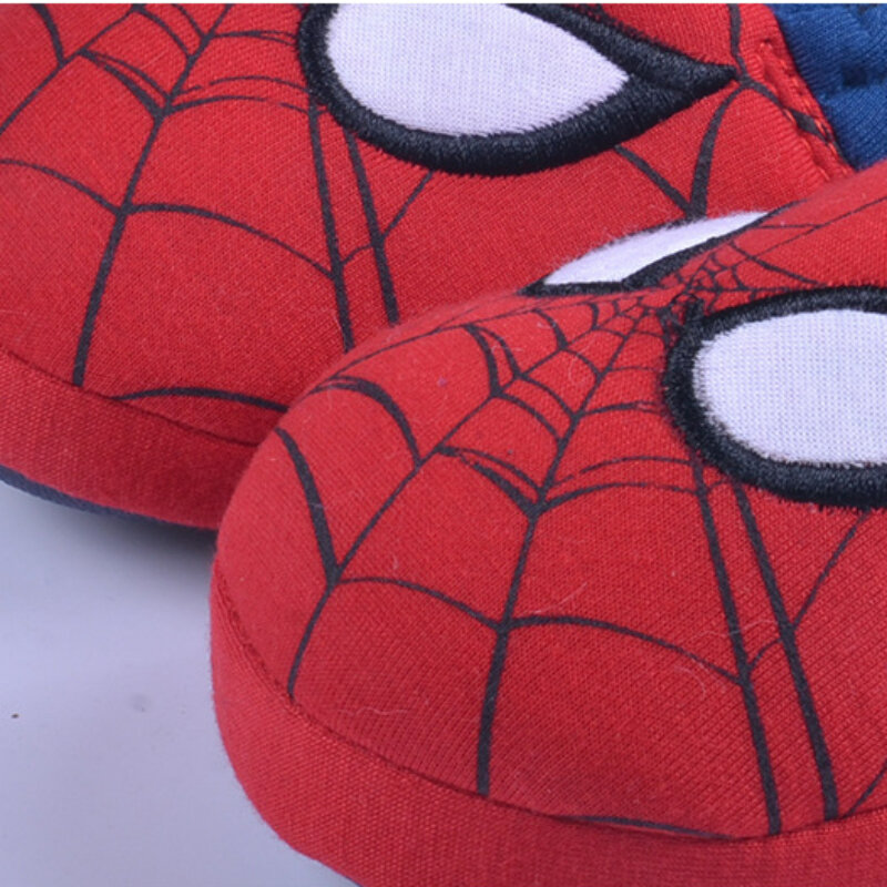 Disney-Zapatillas de casa de Interior para padres e hijos, zapatos antideslizantes de algodón con tacón, transpirables, Color Rojo