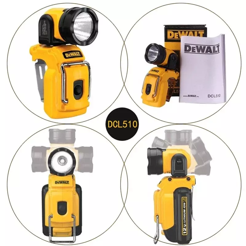 Dewalt DCL510 Wireless Lighting Rechargable Rotatable MultiFunctiona LED 130lm for Outdoor Clamp Universal 12v and 10.8v Battery
