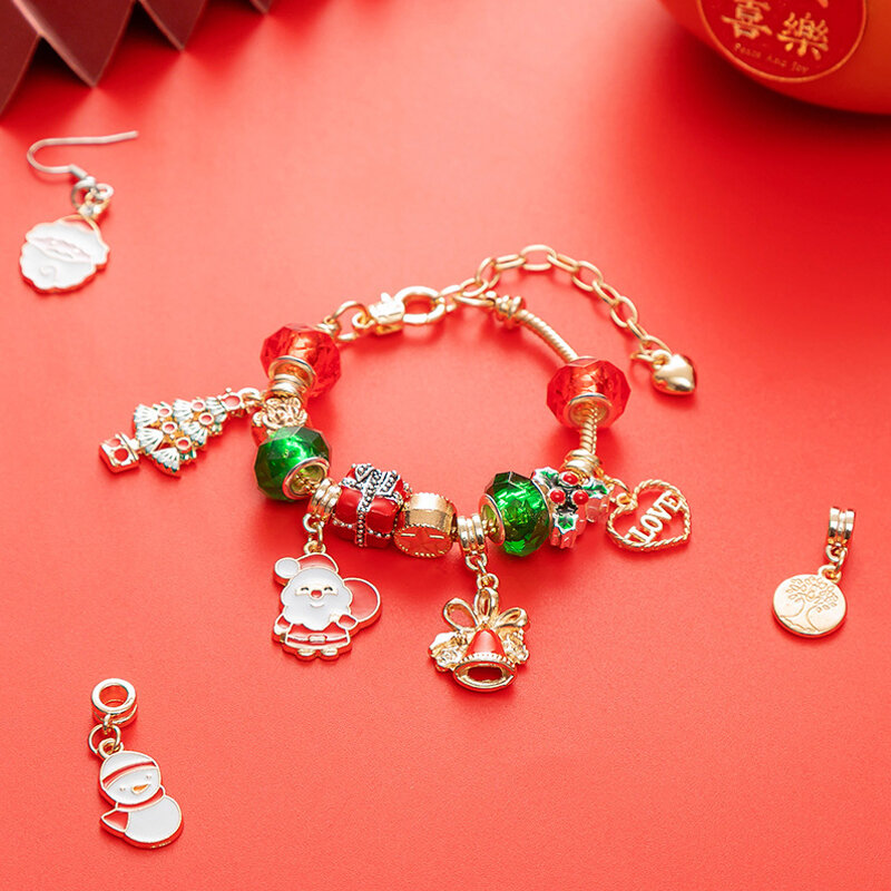Kit pembuat gelang manik-manik perempuan kerajinan seni DIY aksesori perhiasan liontin gelang mainan anak-anak hadiah Natal untuk Kalung anak