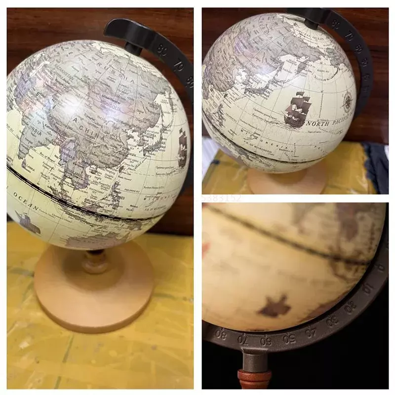2024 Nowy drewniany globus w stylu vintage o średnicy 22 cm do dekoracji wnętrz Materiały szkolne dla uczniów
