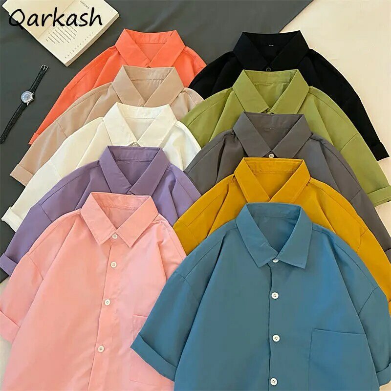 여성용 올매치 한국 스타일 셔츠, 세련된 패션, 단색 미니멀리스트 캐주얼, 부드러운 빈티지, 클래식, 시크 레트로, 10 가지 색상