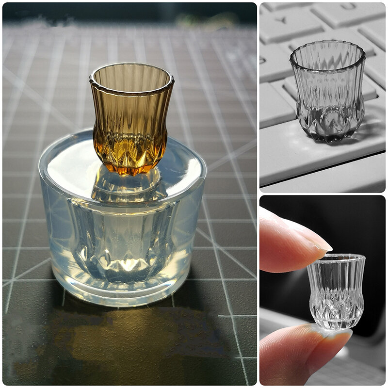 Cetakan Mini 1:12 rumah boneka miniatur cangkir jus cangkir minum DIY cetakan silikon lem UV jatuh aksesori rumah boneka (hanya cetakan)