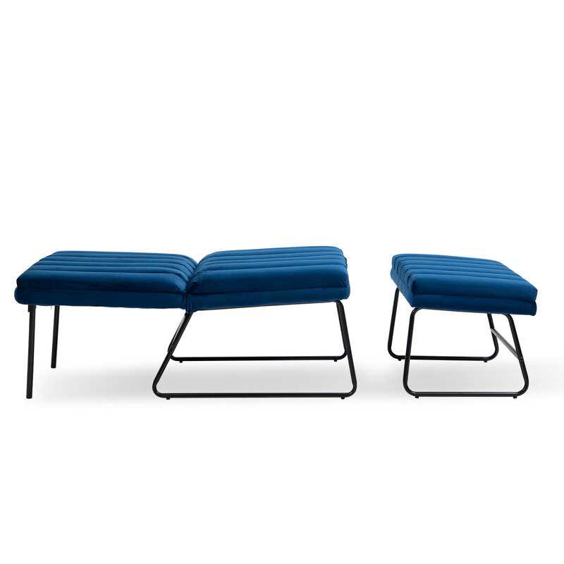 Kursi malas biru tua Modern untuk Set kursi Sofa lapisan kain santai tunggal kontemporer