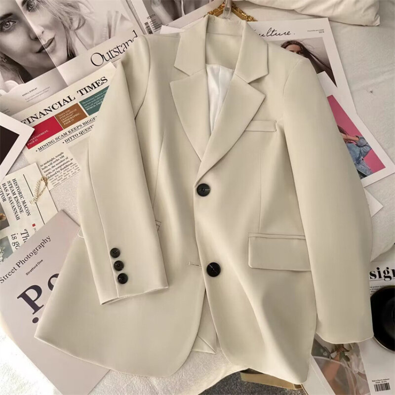 Casaco de terno coreano feminino, tops casuais, jaquetas de senhora do escritório, blazer, tendência de roupas, primavera, novo, 2024