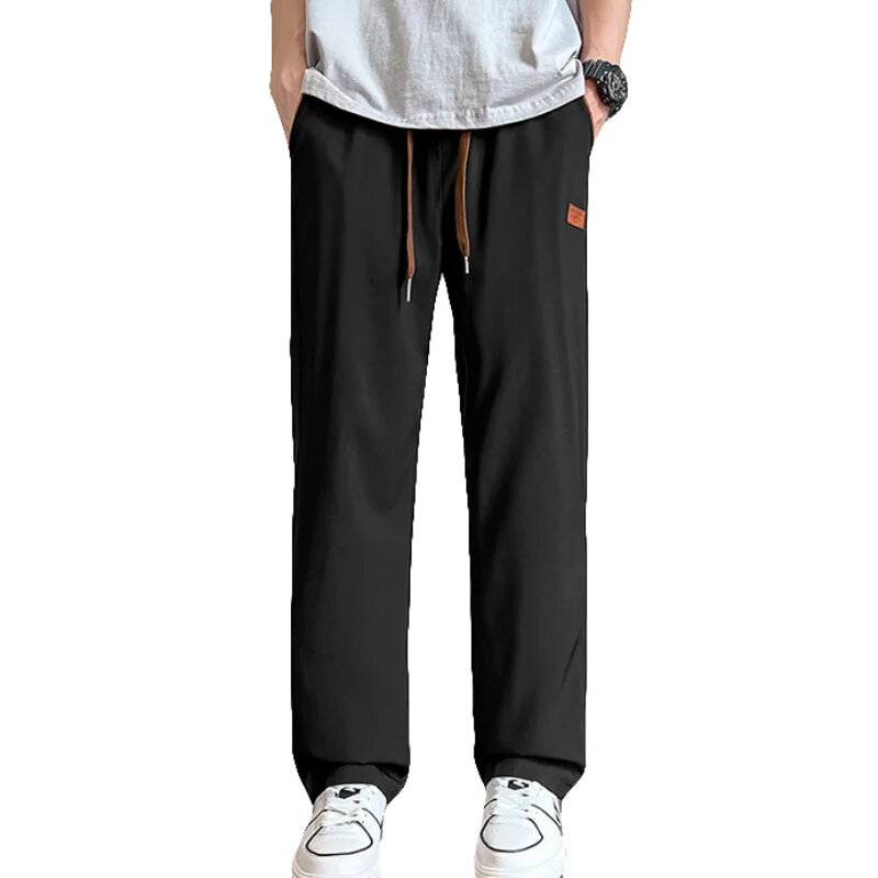 2024 nowe męskie spodnie w jednolitym kolorze odzież do pracy swobodne spodnie szerokiej koreańskiej odzieży Y2k spodnie Cargo męskiej