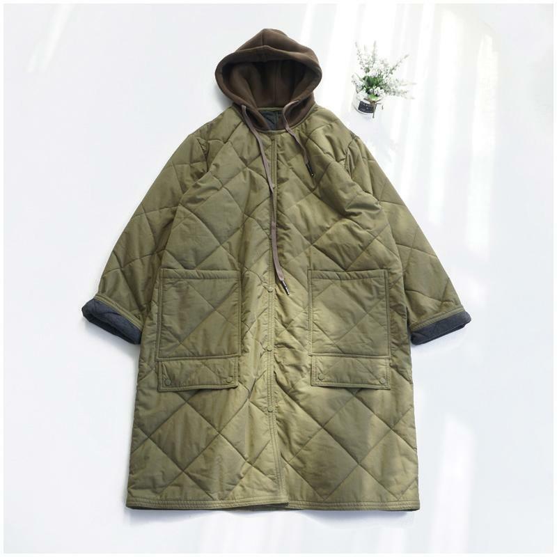 Женское хлопковое пальто с капюшоном, свободное повседневное хлопковое пальто оверсайз, Осень-зима
