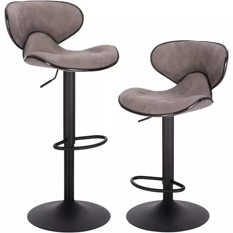 Stołki barowe zestaw 4, obrotowe wysokie blat kuchenny krzesło do jadalni wyspowe z oparciami, regulowane krzesła o wysokości blatu, krzesło barowe