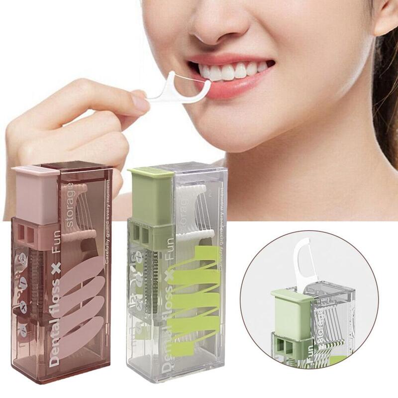 Portable Dental Floss Storage Box Press Type Refillable Floss Oral Care Hygiene Box Flosser Storage Picks Dental Flossers F7K9