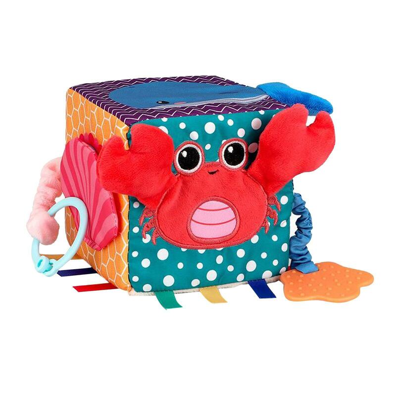 Soft Plush Activity Cube Newborn Sensory Development Toy Crib Baby Rattle