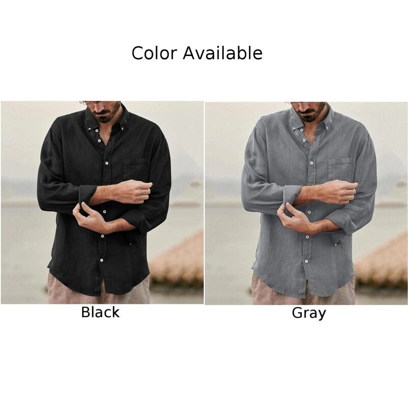 Camisa de solapa para hombre, cárdigan informal de manga larga de poliéster, Color sólido Regular, vacaciones diarias, nuevo y elegante