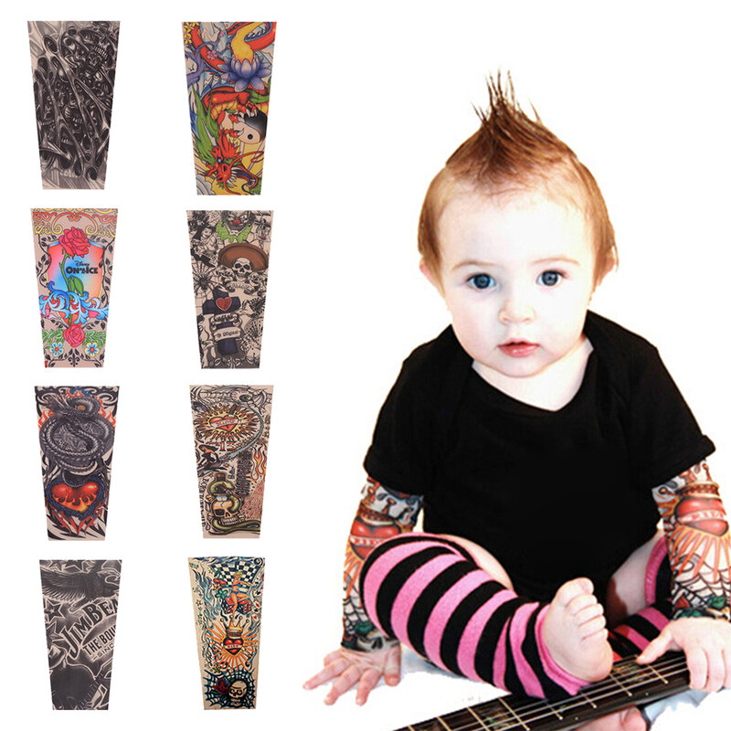 Детские летние рукава с татуировкой, солнцезащитные рукава, спортивные рукава в стиле хип-хоп для мальчиков и девочек
