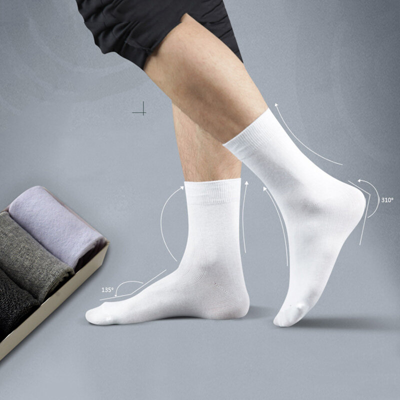 10Pcs=5 Pairs High Quality Bamboo Fiber Socks Men's Elite Casual Business Socks Wear Not Smelly Natural Antibacterial Socks