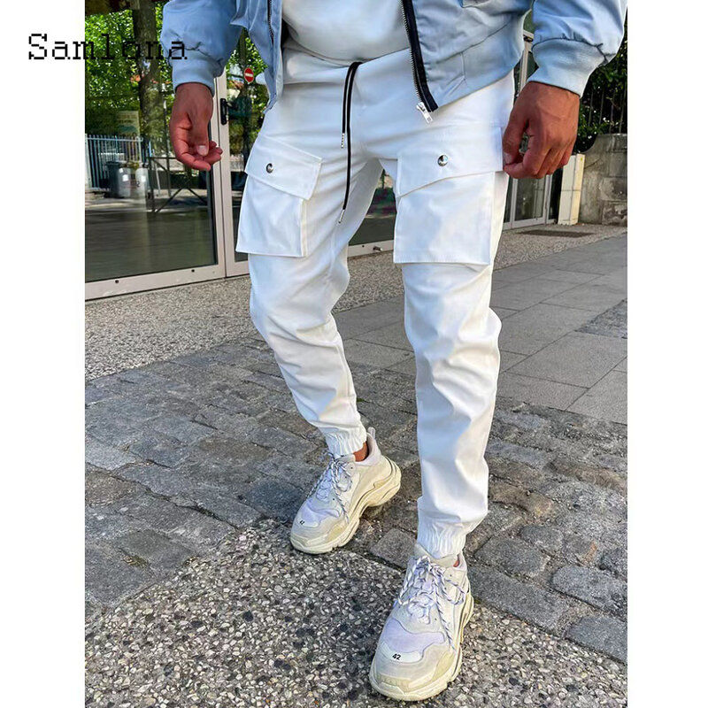 Pantalon de survêtement Hip Hop pour homme, pantalon de survêtement à longueur de rinçage, couleur unie émeraude, grande taille 3XL, mode décontractée, 2024