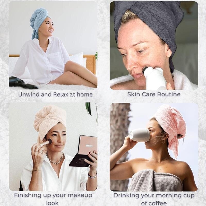 Microfiber Hair Towel Extra Large Wrap Quick Dry Hair Towel Wrap With Elastic Band , Ultra Absorbent Soft Hair Towel Wrap Turban