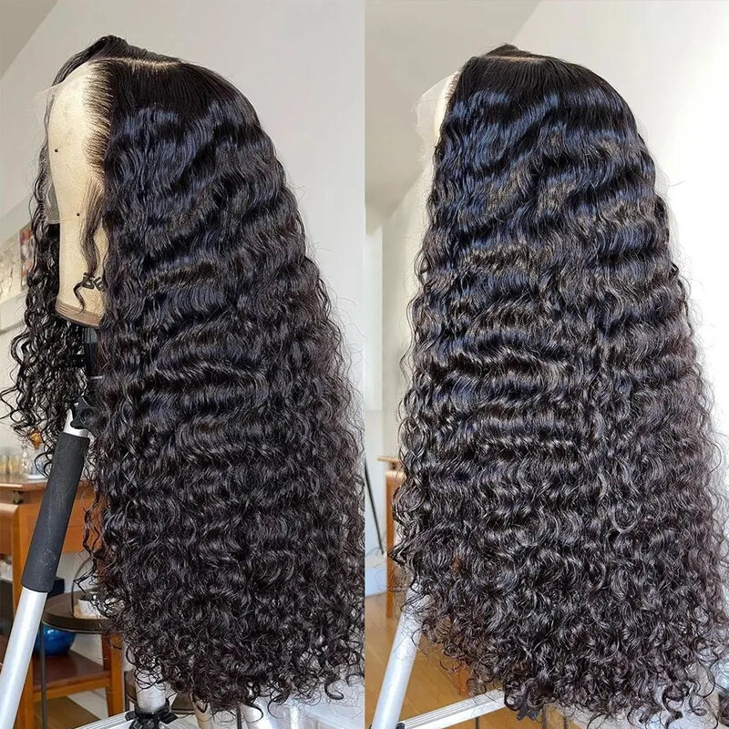 Perruque Lace Front Wig Deep Wave sans colle pour femme, cheveux naturels, HD, 13x6, prêt à porter, promotion