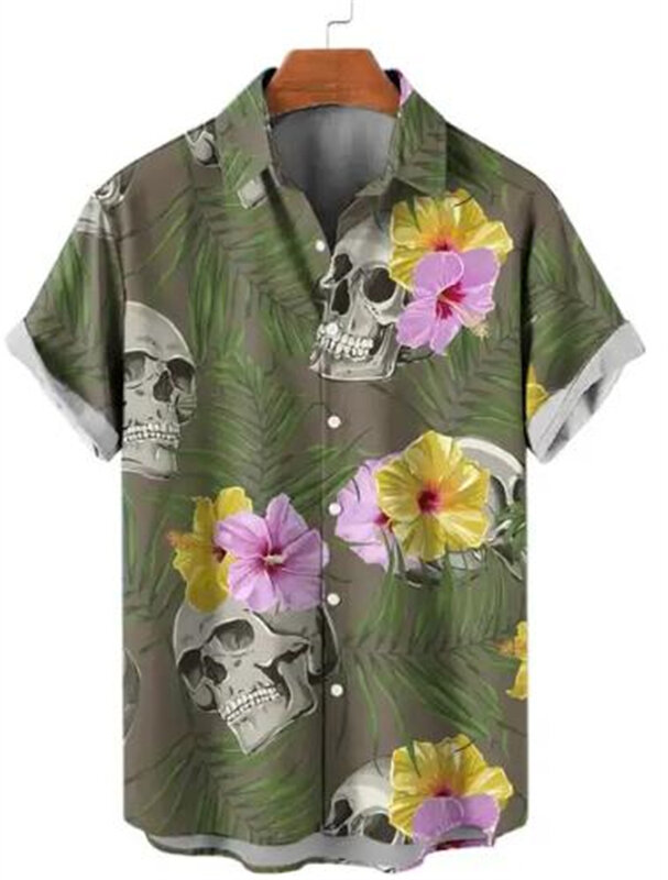 Мужская Повседневная летняя Гавайская одежда с коротким рукавом, длинным рукавом и 3D-принтом