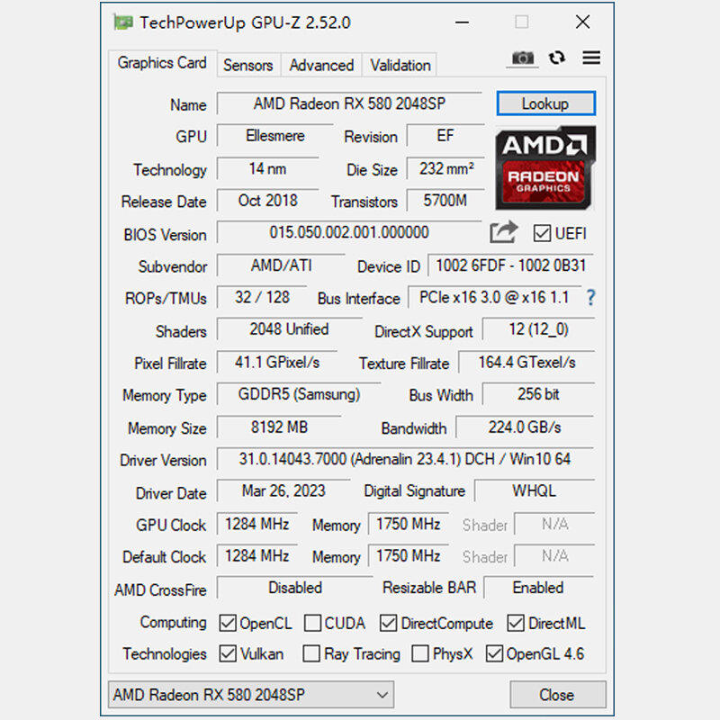 Placa De Video MLLSE AMD Radeon RX 580, 8GB, 2048SP, tarjeta gráfica GDDR5, 256 bits, PCI Express, 3,0x16