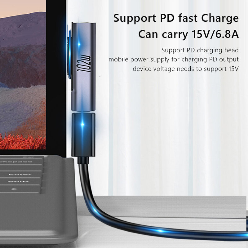 สำหรับ Microsoft Surface Pro X 8 7 6 5 4 3 Go หนังสือ USB Type C PD Adapter แท็บเล็ต fast Charging Plug Converter Charger Adapter