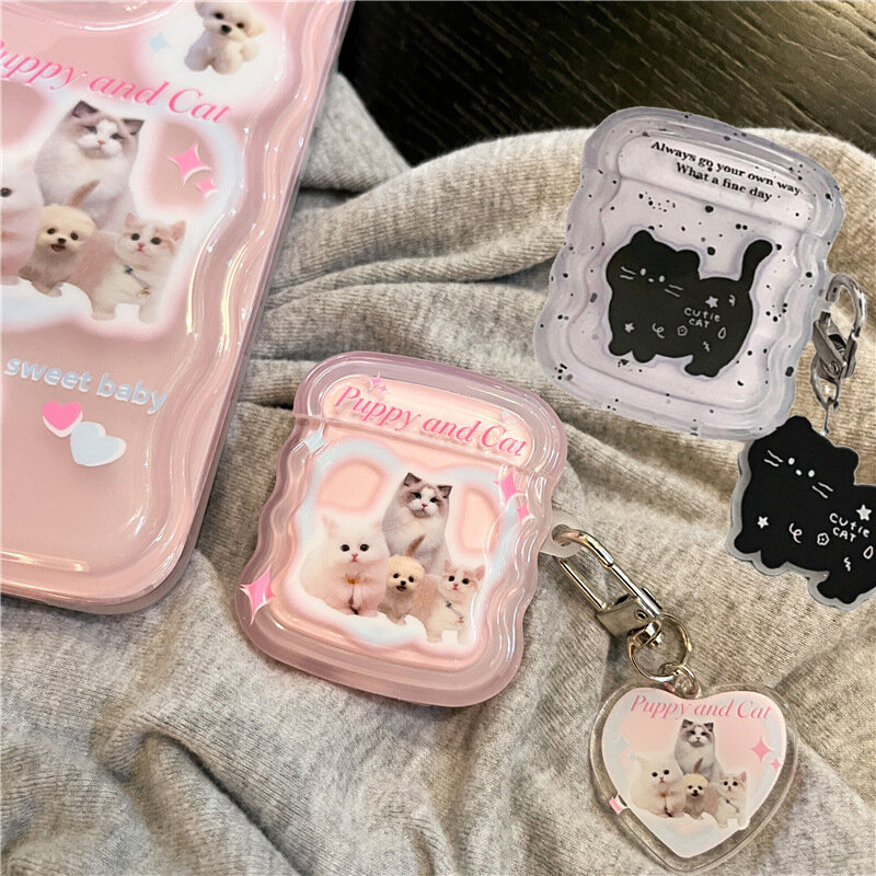 Ins 3D Cartoon Cat Wase Case pour Apple Airpods Pro, 2nd Bluetooth Sauna Phone Cover, Keychain Protective Case, 1, 2, 3