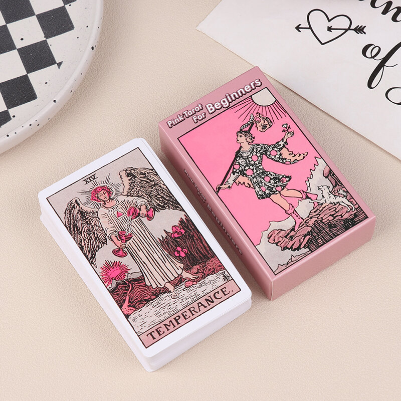 Baraja de adivinación de cartas de Tarot rosa para principiantes, juego de mesa de fiesta familiar, juego de adivinación de La Fortuna