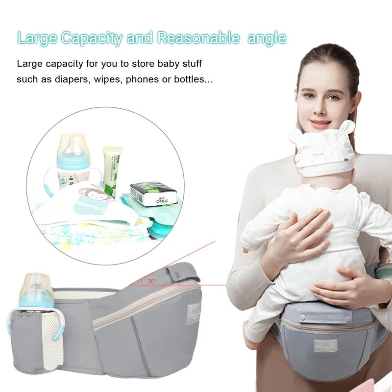 Porte-bébé ergonomique multifonctionnel, tabouret de taille pour bébé, nouveau-né à enfant en bas âge, multi-usage avant et après accessoires de sac kangourou